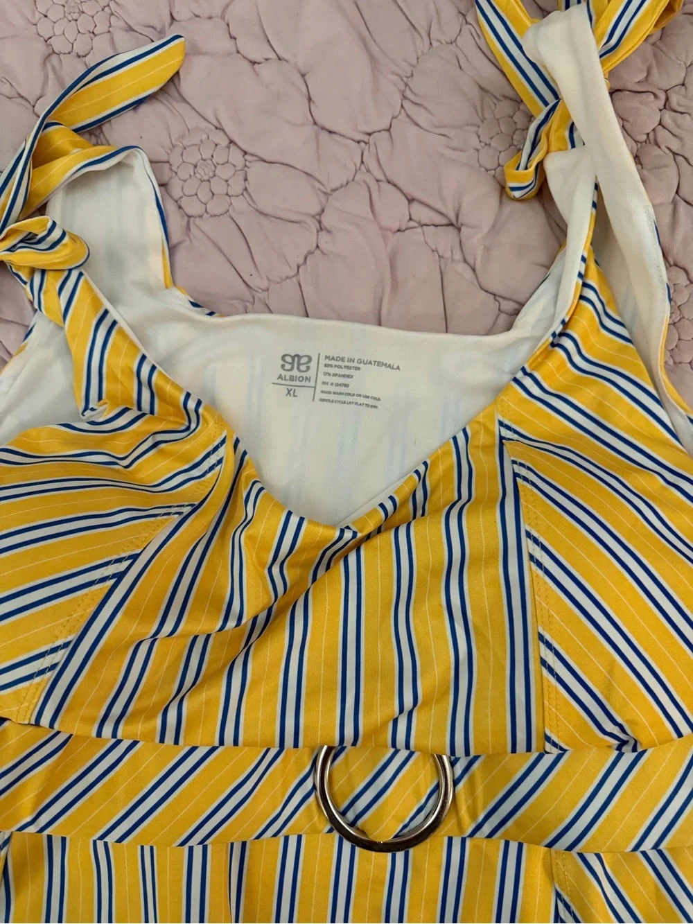 Albion One-Piece Swimsuit in Yellow, White & Blue Stripe